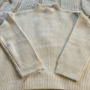LOFT Cream Ribbed Turtleneck Sweater